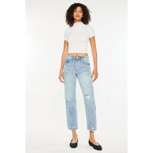 KanCan Estilo High Rise Slim Straight Leg Jeans Size 11/29 Distressed Denim